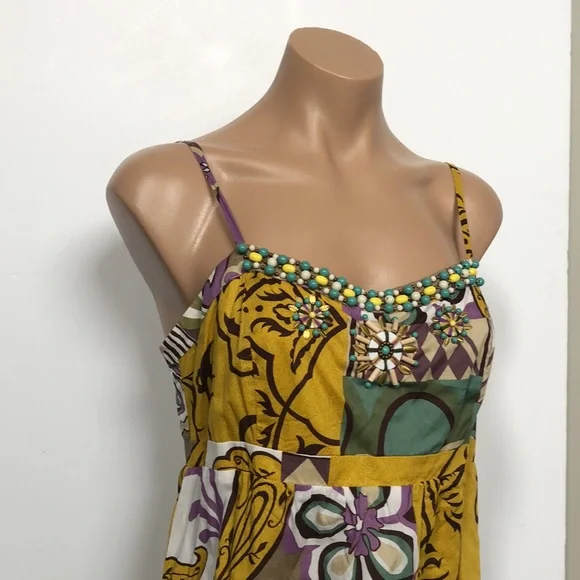 CABi Floral Patterned Beaded Summer Dress size 8 EUC ! - Picture 6 of 12